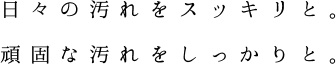 日々の汚れをスッキリと。頑固な汚れをしっかりと。